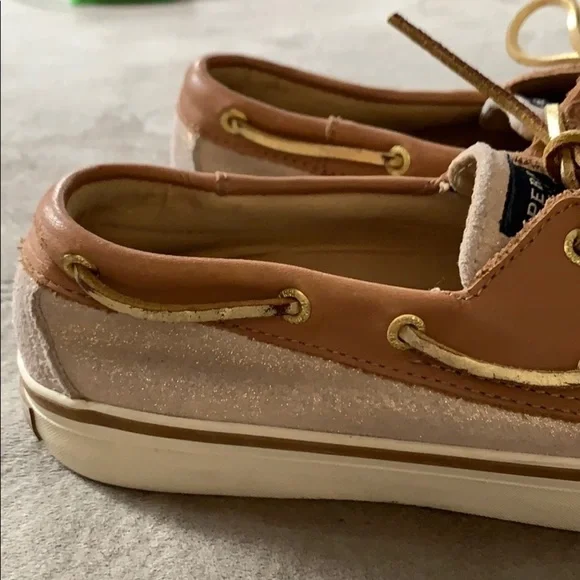 Sperry top siders in gold & brown, leather upper - Picture 3 of 8